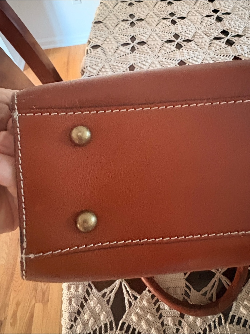 Patricia Nash Cognac Leather Shoulder Tote with Stud Trim - Picture 8 of 16